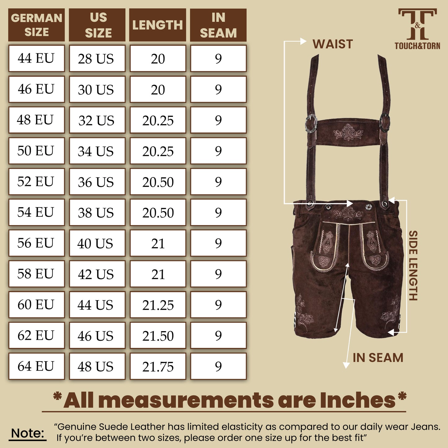 LEDERHOSEN MEN SHORT - BROWN