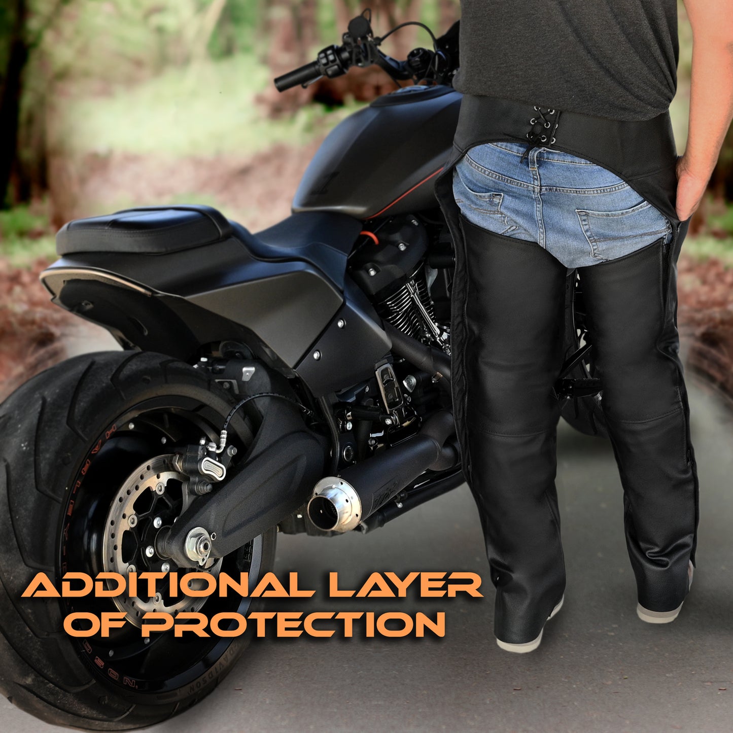 Motorcycle Chaps for Men & Women - Black