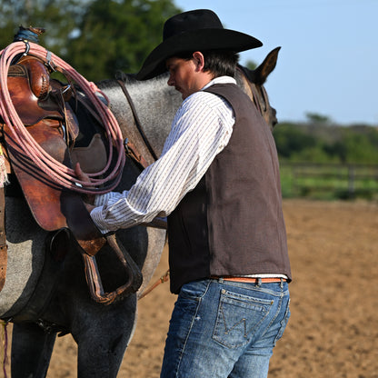 Men’s Western Cotton Canvas Vest – Men's Vests Outerwear - Chocolate