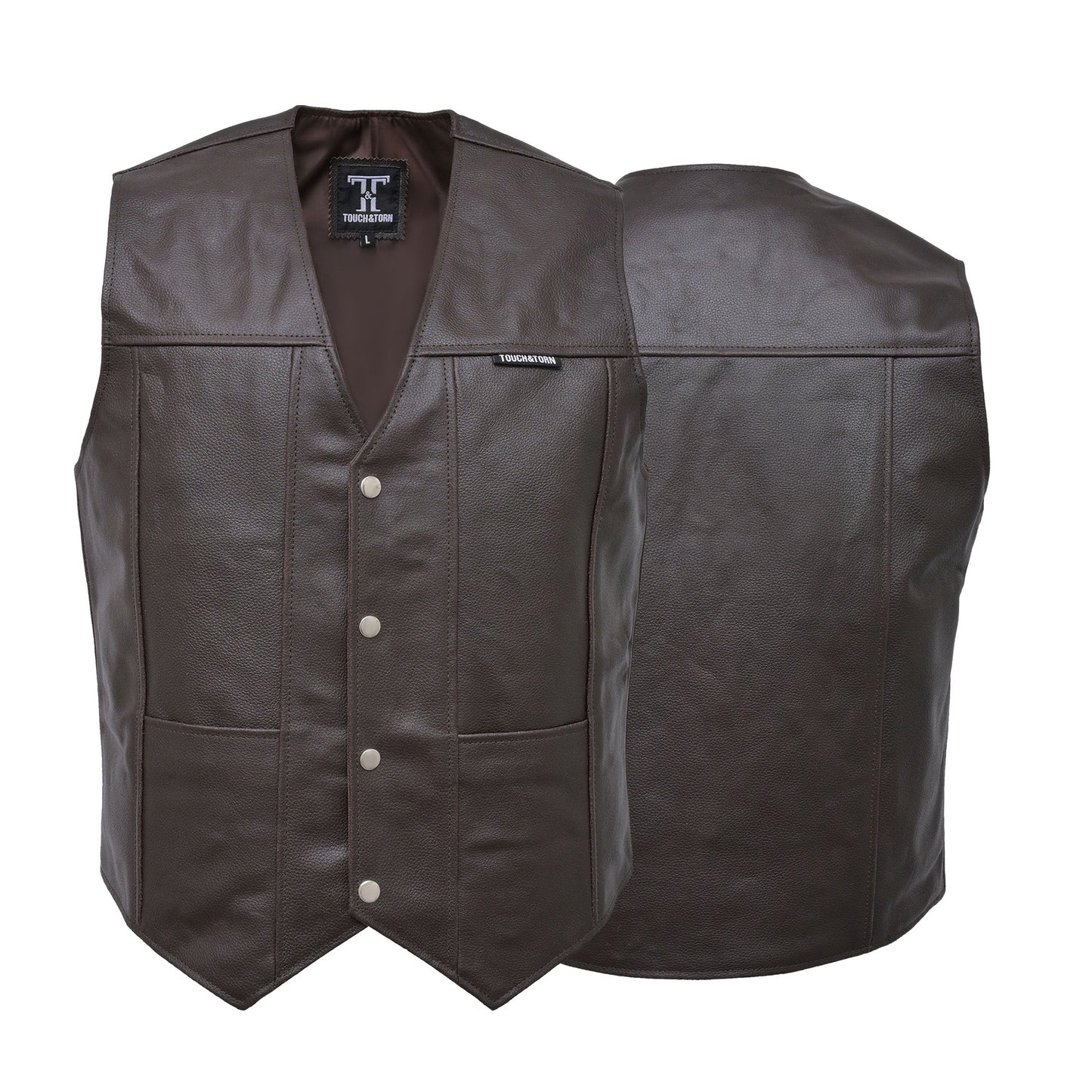 Motorcycle Leather Vest for Men With Concealed Pocket Without Laces