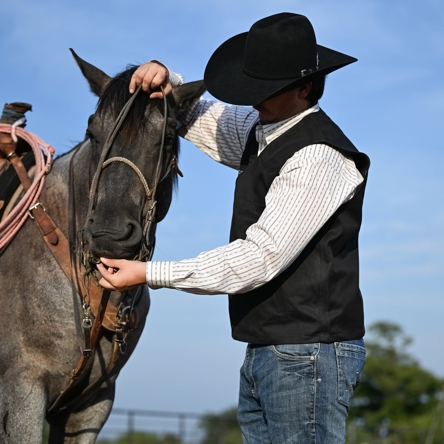 Men’s Western Cotton Canvas Vest – Men's Vests Outerwear - Black