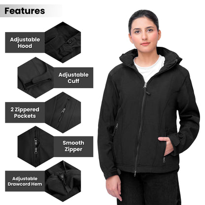Women’s Softshell Jacket – Lightweight, Water-Resistant & Windproof (Black)