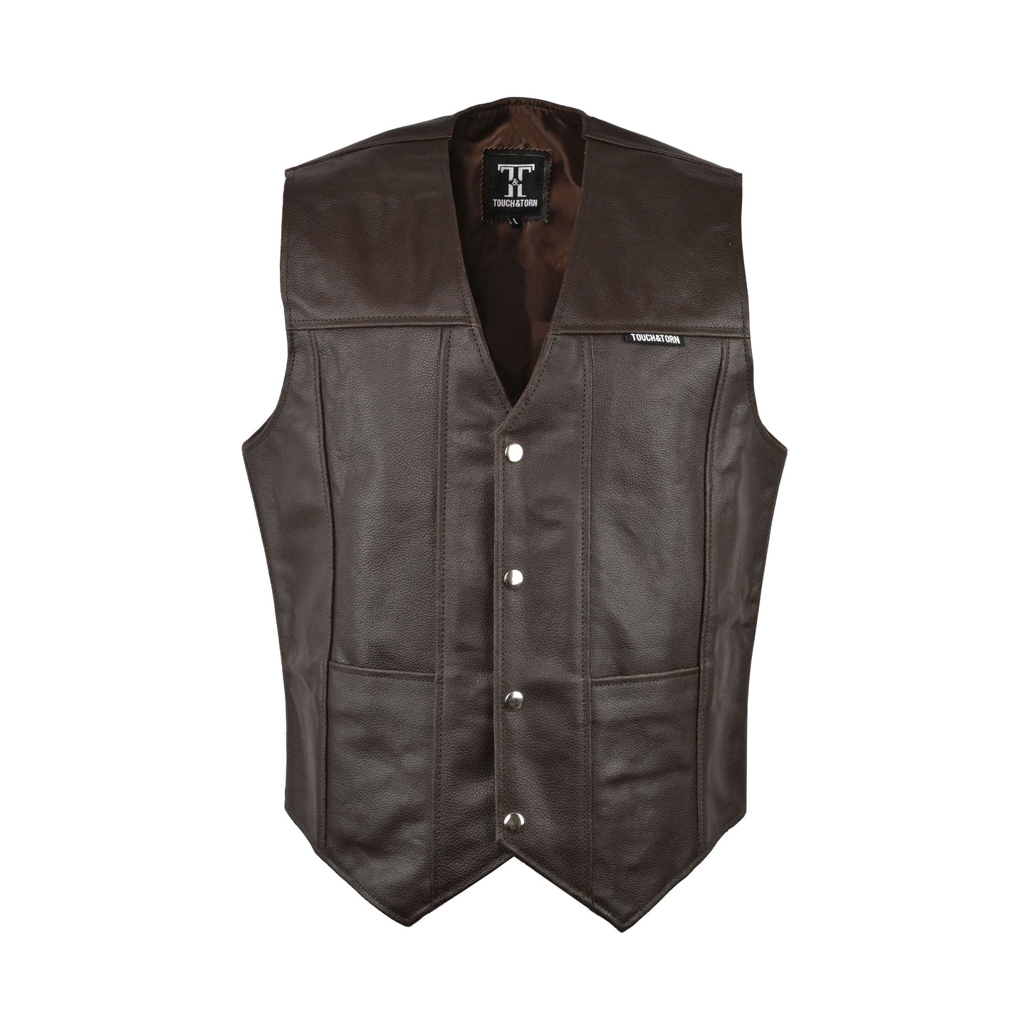 Motorcycle Leather Vest for Men With Concealed Pocket Without Laces