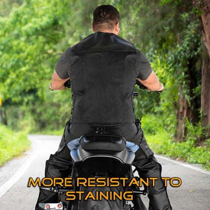 Motorcycle Leather Vest for Men With Concealed Pocket Adjustable Laces