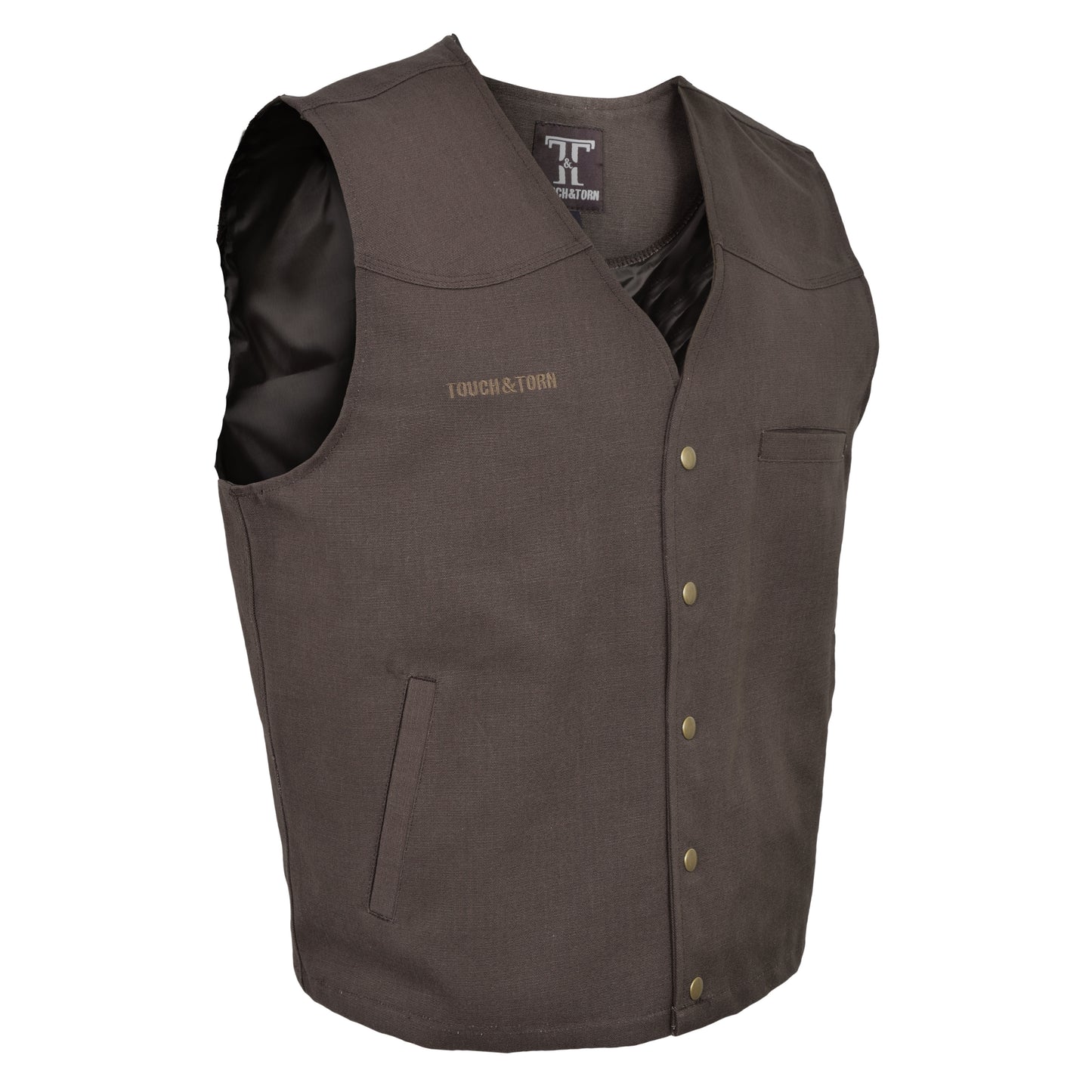 Men’s Western Cotton Canvas Vest – Durable Workwear & Outdoor Riding Style - Tan