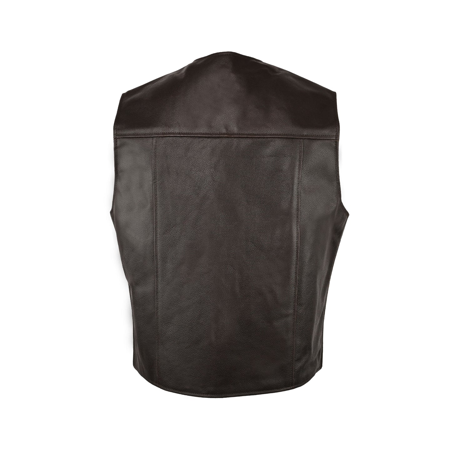 Motorcycle Leather Vest for Men With Concealed Pocket Without Laces